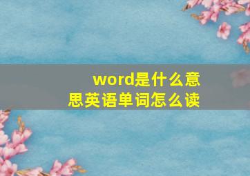 word是什么意思英语单词怎么读