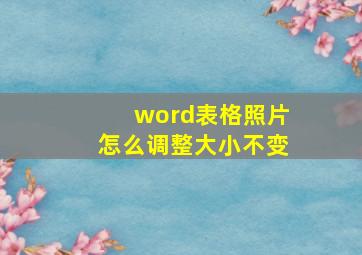 word表格照片怎么调整大小不变