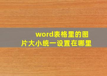 word表格里的图片大小统一设置在哪里