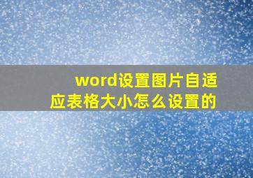 word设置图片自适应表格大小怎么设置的