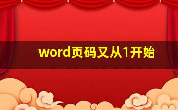 word页码又从1开始