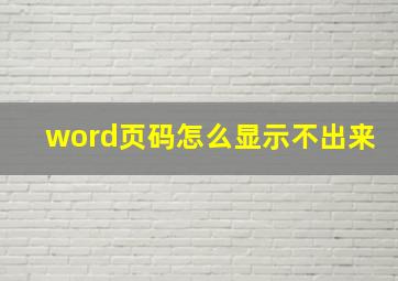 word页码怎么显示不出来