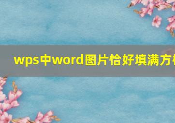 wps中word图片恰好填满方框