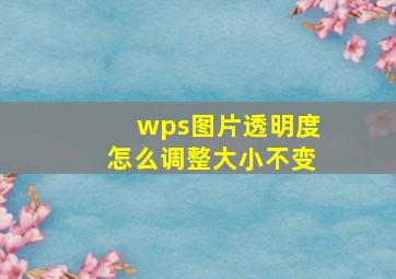 wps图片透明度怎么调整大小不变