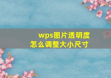 wps图片透明度怎么调整大小尺寸