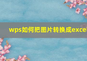 wps如何把图片转换成excel