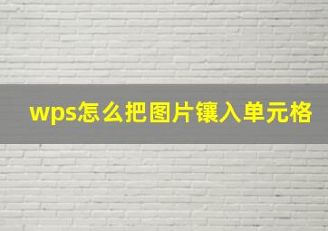 wps怎么把图片镶入单元格