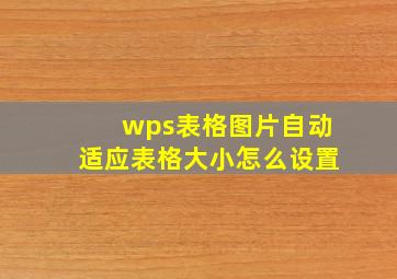 wps表格图片自动适应表格大小怎么设置