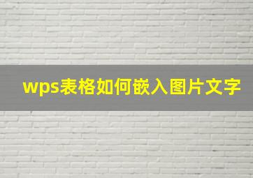 wps表格如何嵌入图片文字