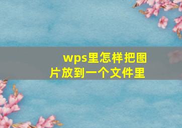 wps里怎样把图片放到一个文件里