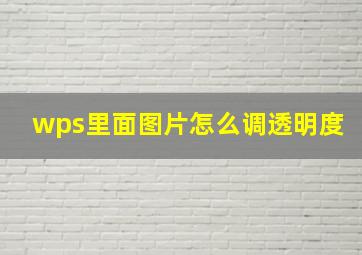 wps里面图片怎么调透明度