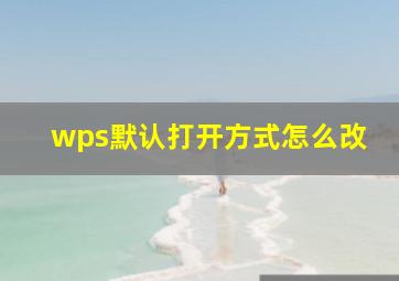 wps默认打开方式怎么改