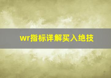 wr指标详解买入绝技