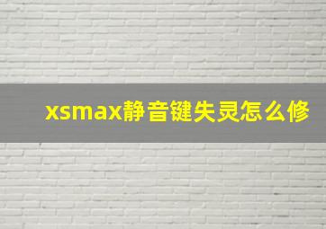 xsmax静音键失灵怎么修