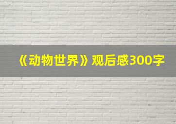 《动物世界》观后感300字