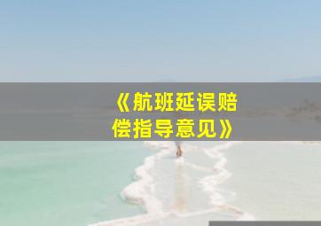 《航班延误赔偿指导意见》