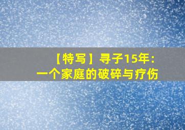 【特写】寻子15年:一个家庭的破碎与疗伤