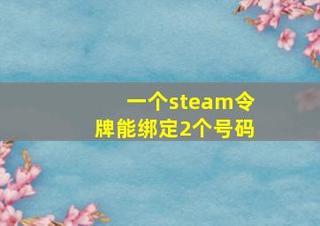 一个steam令牌能绑定2个号码