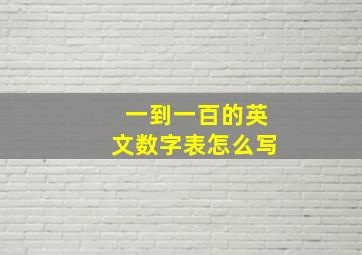 一到一百的英文数字表怎么写