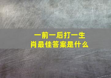 一前一后打一生肖最佳答案是什么