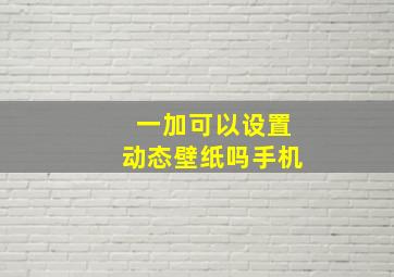 一加可以设置动态壁纸吗手机