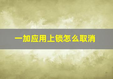 一加应用上锁怎么取消