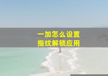 一加怎么设置指纹解锁应用