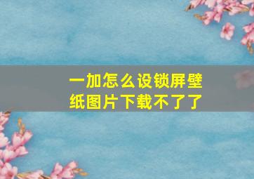 一加怎么设锁屏壁纸图片下载不了了