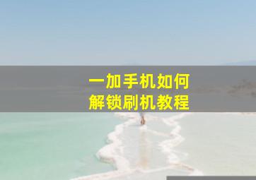 一加手机如何解锁刷机教程