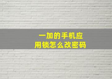 一加的手机应用锁怎么改密码