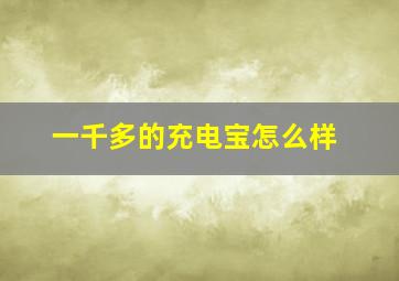 一千多的充电宝怎么样