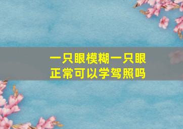 一只眼模糊一只眼正常可以学驾照吗