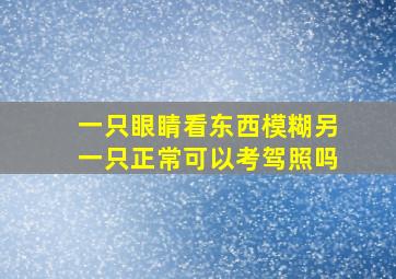 一只眼睛看东西模糊另一只正常可以考驾照吗