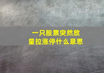 一只股票突然放量拉涨停什么意思