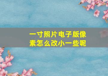 一寸照片电子版像素怎么改小一些呢