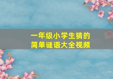 一年级小学生猜的简单谜语大全视频