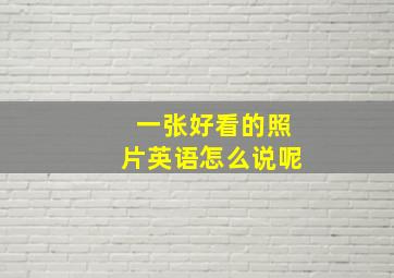 一张好看的照片英语怎么说呢