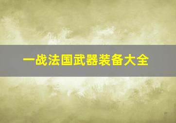 一战法国武器装备大全