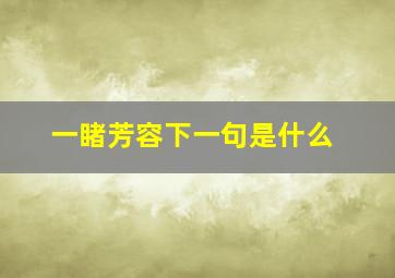 一睹芳容下一句是什么