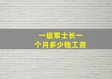 一级军士长一个月多少钱工资