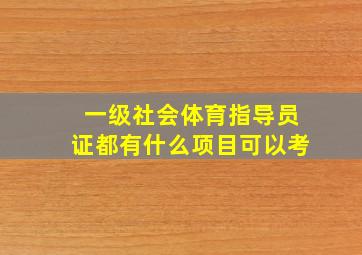 一级社会体育指导员证都有什么项目可以考