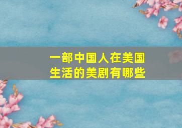 一部中国人在美国生活的美剧有哪些