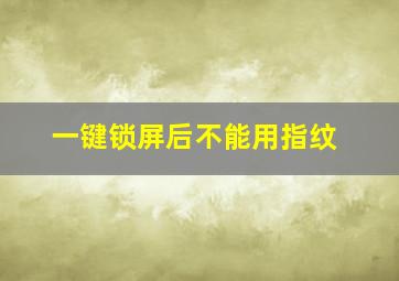 一键锁屏后不能用指纹