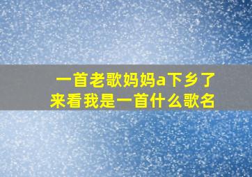 一首老歌妈妈a下乡了来看我是一首什么歌名