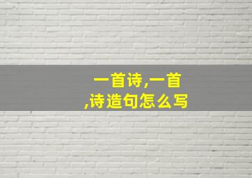 一首诗,一首,诗造句怎么写