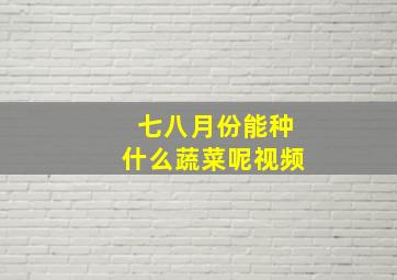 七八月份能种什么蔬菜呢视频