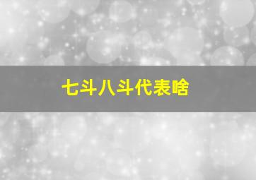 七斗八斗代表啥