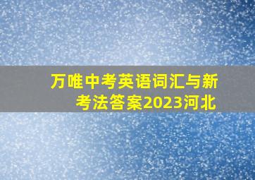 万唯中考英语词汇与新考法答案2023河北