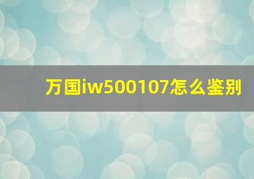 万国iw500107怎么鉴别