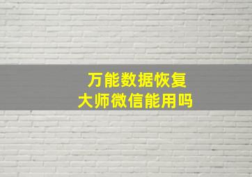 万能数据恢复大师微信能用吗